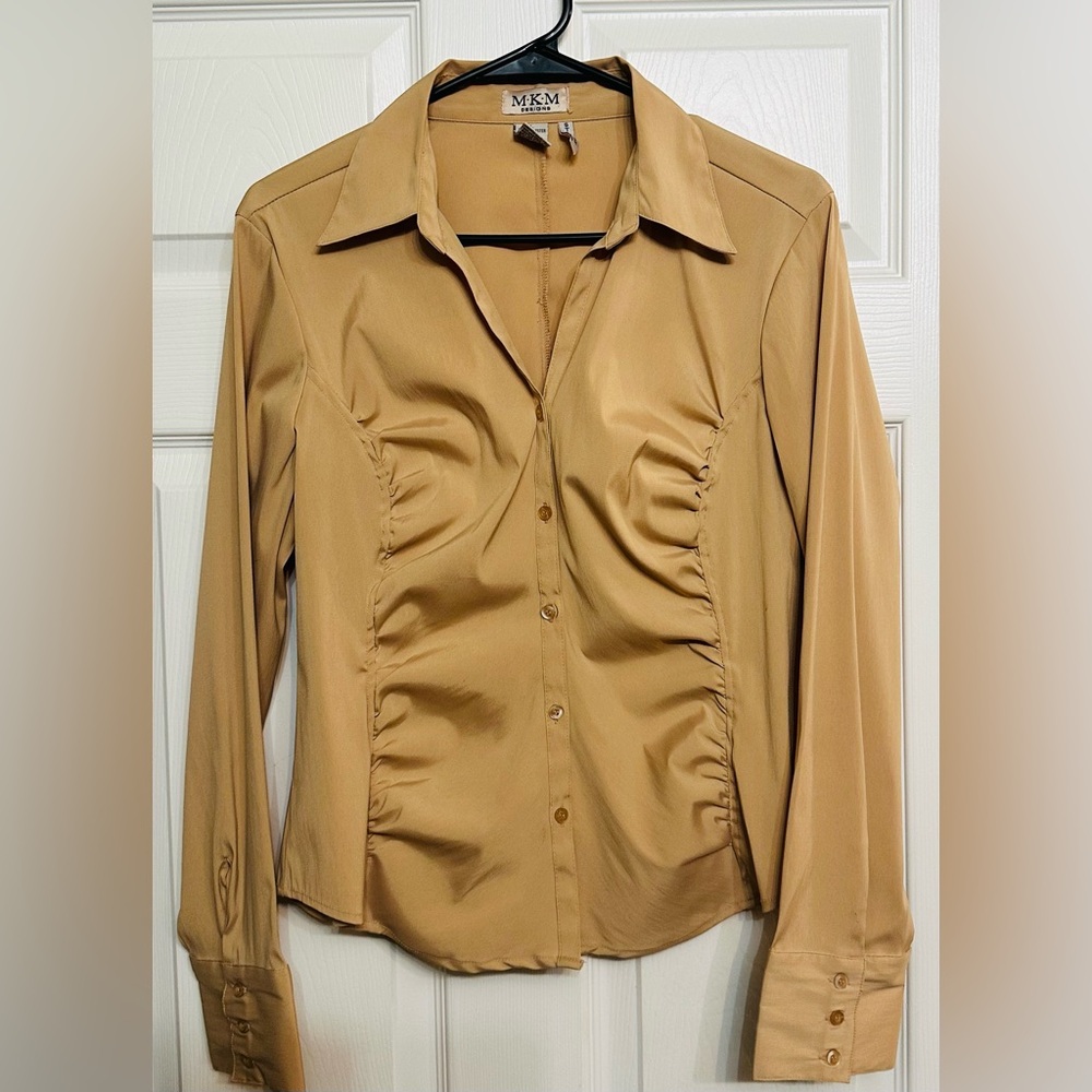 MKM Designs Tan Button-Down Shirt